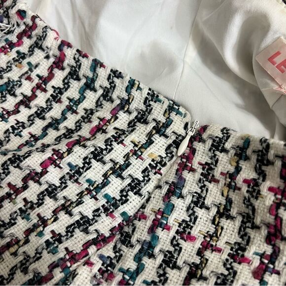 Leyden Tweed Mini Skirt With Fringe White and Black School Girl Academia Size L - Picture 11 of 15